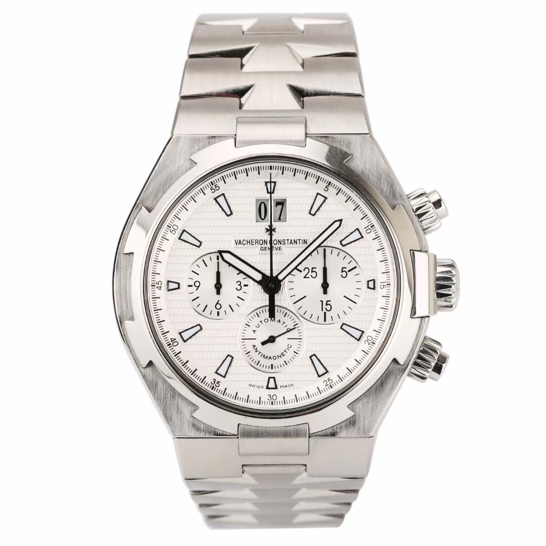 Vacheron CONSTANTIN OVERSEAS CHRONOGRAPH 49150 WHITE DIAL VC SERVICED FULL  SET - Takuya Watches